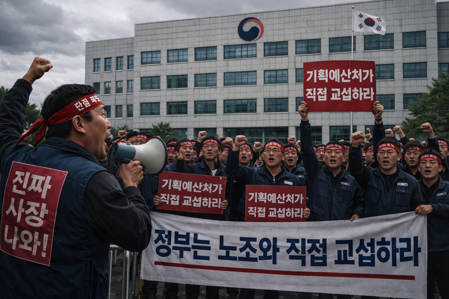 ▲ 노조의 기획예산처 교섭 촉구 ⓒ챗지피티