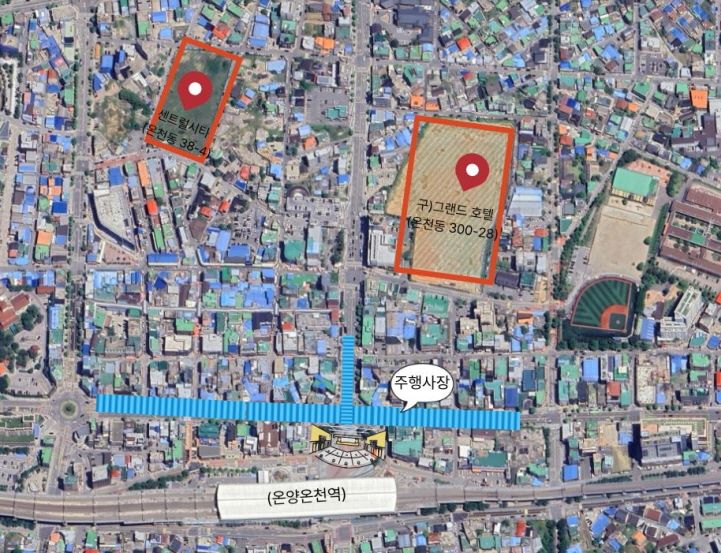 ▲ 임시주차장 조성 현장 위치도.ⓒ아산시