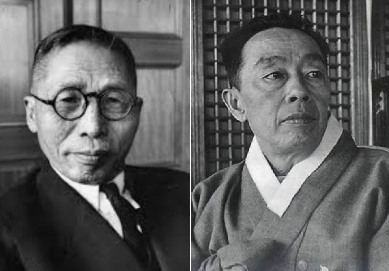 ▲ 김구와 김규식. 대한민국 건구후 유엔의 국가승인을 막고자 '반대 사절단'을 만들어 김규식을 단장으로 정했다. 그러나 김규식이 변심하여 좌절된다.