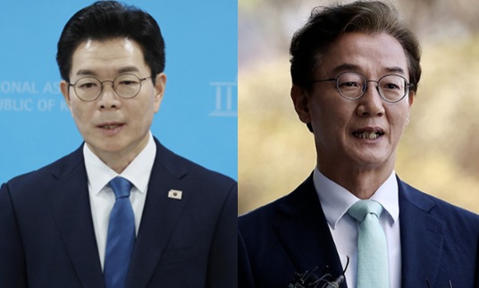 ▲ (왼쪽부터) 더불어민주당 정원오 서울시장 예비후보·전재수 부산시장 예비후보. ⓒ뉴데일리DB