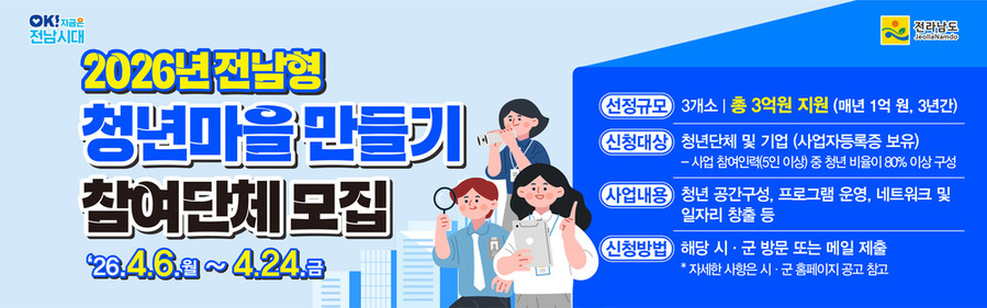 ▲ 전남형 청년마을 만들기 홍보물ⓒ전라남도 제공