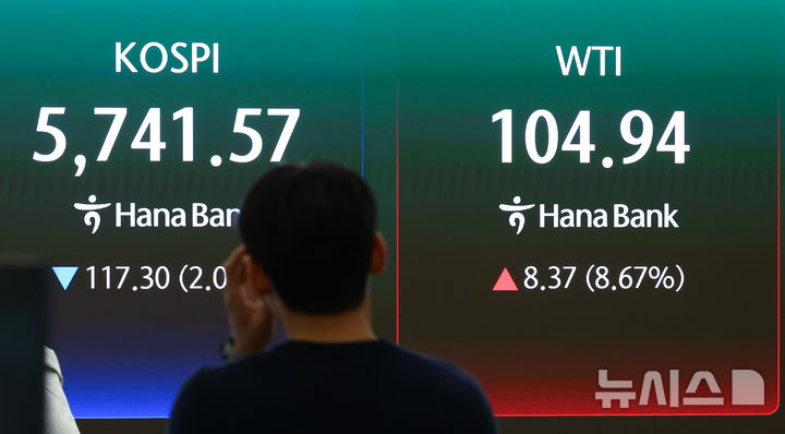 ▲ 미국과 이란의 휴전 불확실성이 커진 13일 오전 서울 중구 하나은행 딜링룸 전광판에 미국 서부텍사스산 원유(WTI) 거래가가 송출되고 있다. ⓒ뉴시스