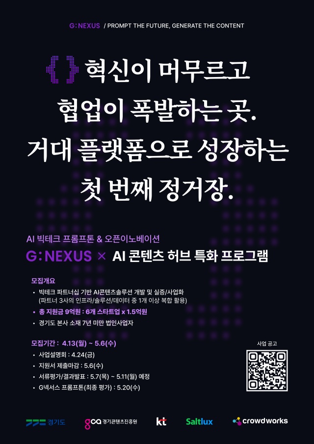 ▲ 'AI 콘텐츠 허브 특화 프로그램' 안내 포스터. ⓒ경기콘텐츠진흥원 제공
