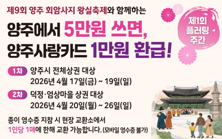 ▲ 양주시는 회암사지 왕실축제와 연계해 지역 상권 이용 활성화를 위한 제1회 플러팅 주간을 운영한다 ⓒ양주시 제공