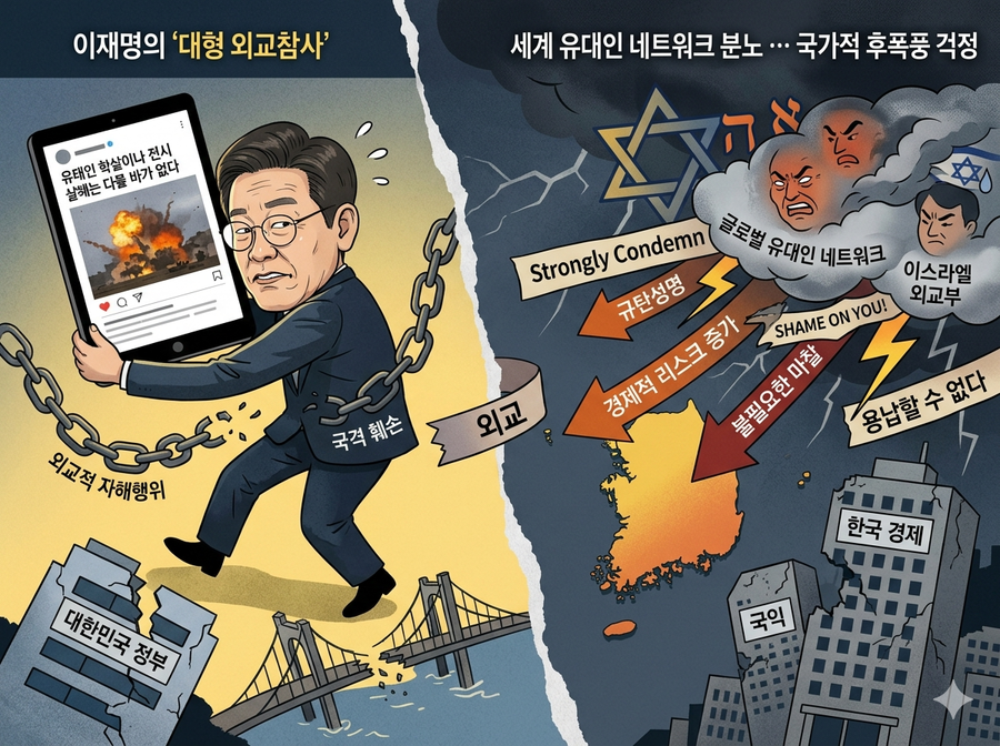 ▲ 이스라엘을 때린 이재명 대통령의 의도는 무엇일까? 실수인가, 아니면 숨은 노림수가 있는 건가? 그것이 궁금하다. ⓒ 제미나이