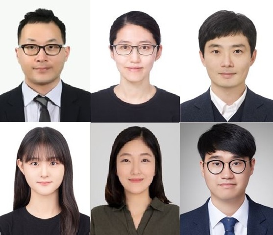 ▲ 윗줄 왼쪽부터 시계방향으로 고려대 생명공학부 박희호 교수, 세종대 기계항공우주공학부 권보미 교수, KAIST 기계공학과 유홍기 교수(이상 교신저자), KAIST 한정무 박사후연구원, 국민대 손보람 교수, 고려대 강지현 석박사통합과정(이상 제1저자).ⓒ고려대