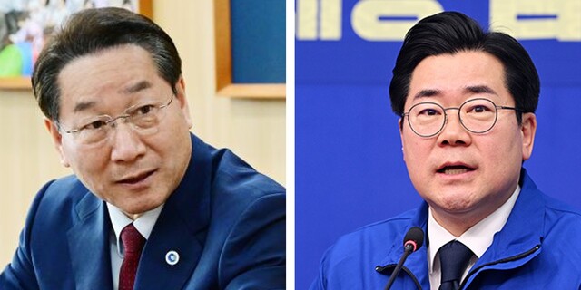 ▲ 유정복 인천시장(왼쪽)과 박찬대 더불어민주당 인천시장 예비후보가 21일 SNS를 통해 KTX 개통을 놓고 설전을 벌였다. ⓒ연합뉴스 제공