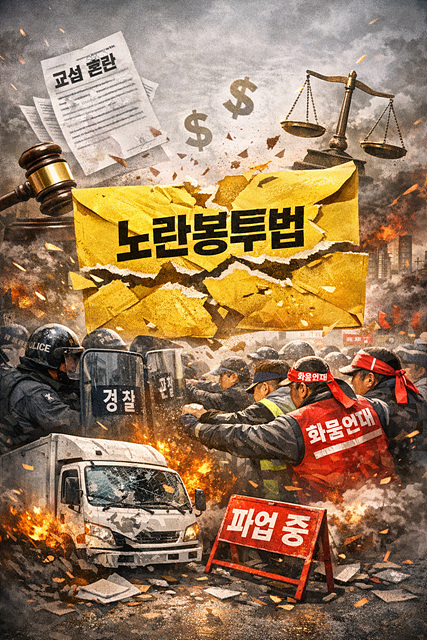 ▲ 노란봉투법 시행 이후 현장에서 발생한 갈등과 입법 공백으로 인한 혼란을 상징적으로 담고 있는 AI이미지. ⓒ코파일럿