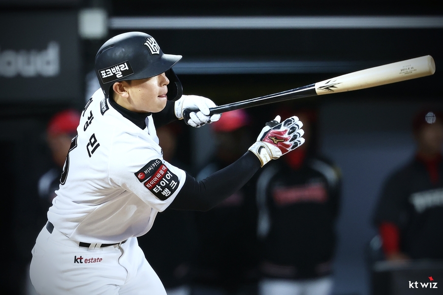 ▲ kt 이강민이 신인왕 레이스에서 선두를 질주하고 있다.ⓒkt 위즈 제공