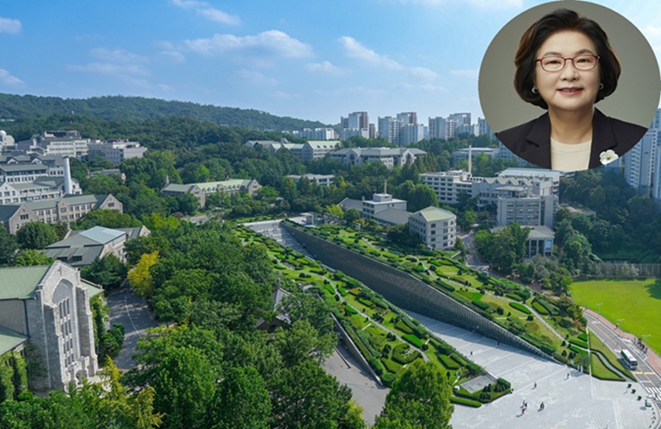 ▲ 이화여자대학교 전경. 좌측 상단은 이향숙 총장.ⓒ이화여대
