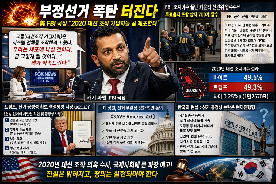 ▲ 미 FBI 국장이 미국 2020 대선 선거조작 관련자들을 체포하겠다고 말했다. 미국에선 파문이 일고 있는데, 국내언론은 조용하다. 왜 그럴까?  ⓒ 제미나이