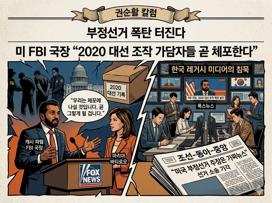 ▲ 미 FBI 국장이 미국 2020 대선 선거조작 관련자들을 체포하겠다고 말했다. 미국에선 파문이 일고 있는데, 국내언론은 조용하다. 왜 그럴까?  ⓒ 제미나이