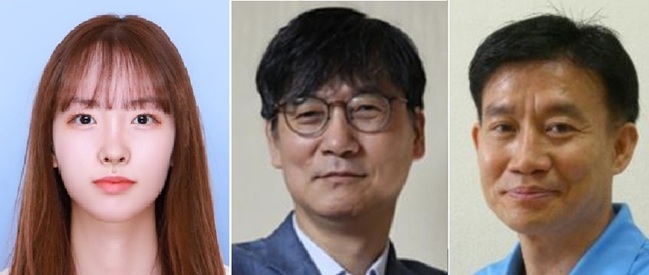 ▲ 왼쪽부터 아주대 대학원 분자과학기술학과 이예진 석사과정(제1저자), 최상돈 교수, 김문석 교수(이상 공동 교신저자).ⓒ아주대