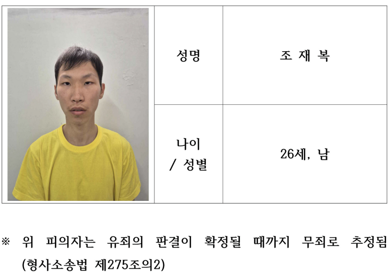 ▲ '대구 캐리어 시신 사건' 피의자 신상정보. ⓒ대구경찰청