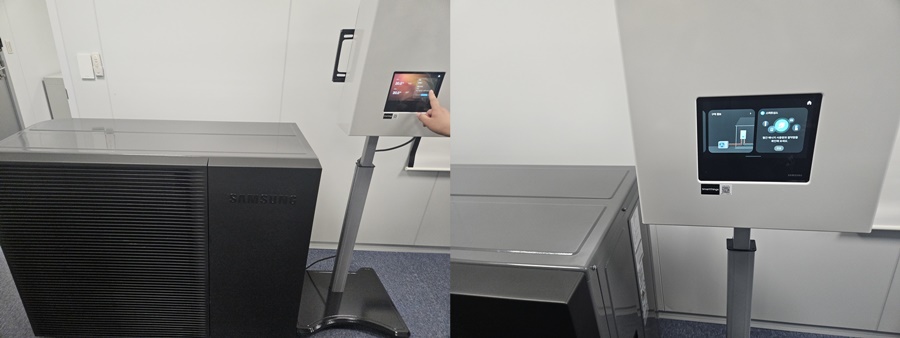 ▲ 29일 오전 서울 중구 태평로빌딩에서 열린 '히트펌프 솔루션 기술 설명회'에 전시된 히트펌프 제품.ⓒ윤아름 기자