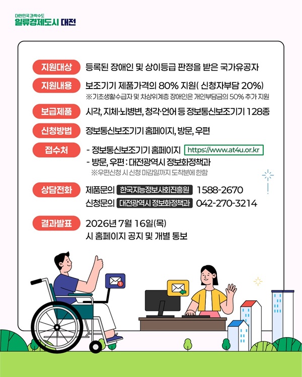 ▲ 대전시, 장애인 200명에 정보통신보조기기 최대 90% 지원 안내 홍보물.ⓒ대전시