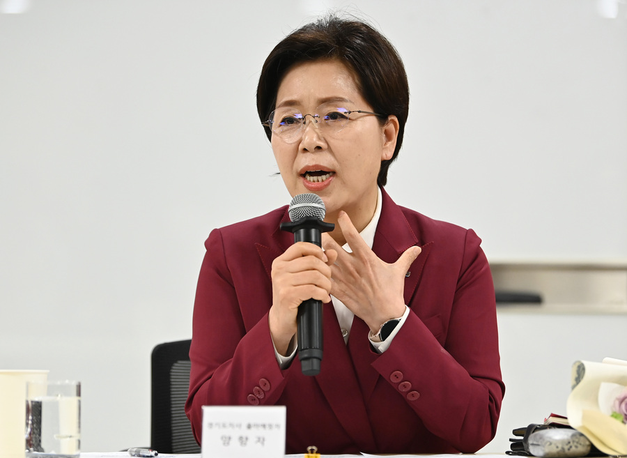 ▲ 4월 29일 당시 양향자 국민의힘 경기도지사 경선후보가 경기 수원시 영통구 경기도의회에서 열린 좌담회에 참석해 발언하고 있다. ⓒ뉴시스