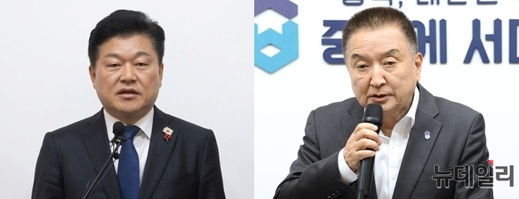 ▲ 더불어민주당 신용한(왼쪽) 충북지사 후보와 국민의힘 김영환 후보. ⓒ표윤지 기자