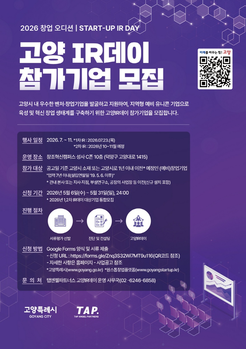 ▲ 고양 IR데이 참가기업 모집 안내문 ⓒ고양특례시 제공