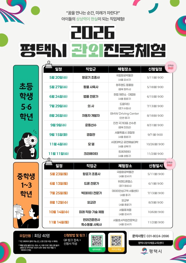 ▲ 관외진로체험 운영 안내 포스터ⓒ평택시 제공