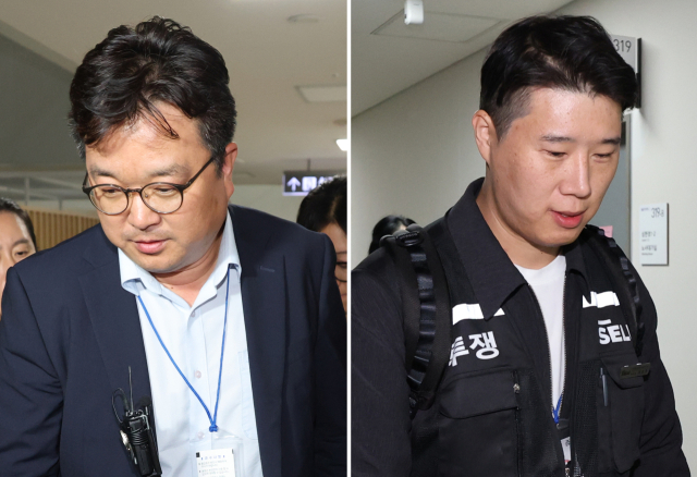 ▲ 삼성전자 대표교섭위원인 김형로 부사장(왼쪽 사진)과 최승호 초기업노조 삼성전자지부 위원장(오른쪽 사진)이 13일 새벽 정부세종청사 중앙노동위원회에서 2026년 임금협약 체결을 위한 2차 사후조정이 결렬된 후 협상장을 각각 떠나고 있다. ⓒ연합뉴스