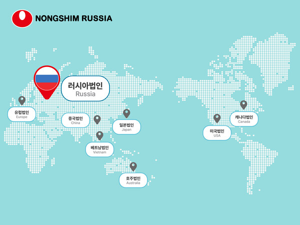 ▲ 농심 해외법인 세계지도 그래픽 이미지ⓒ농심