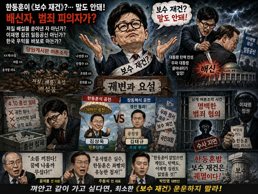 ▲ 한동훈은 조-중-동이 만들어 놓은 허상이다. 정치인 이전에 인성을 묻게 된다. 게시판에 그와 그 일가족이 써놓은 글은 글이 아니라 배설물이다. ⓒ 챗GPT