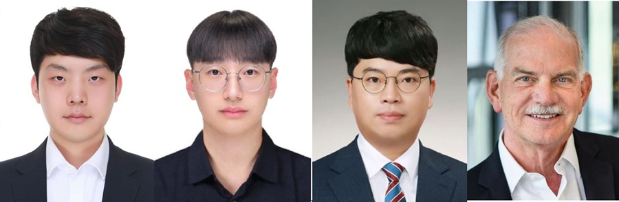 ▲ 연구진. 왼쪽부터 고려대 전기전자공학부 박주하 석사과정, 김석호 석사과정(이상 공동 제1저자), 고려대 전기전자공학부 신원재 교수, 프린스턴대학교 전기컴퓨터공학과 빈센트 푸어 교수(이상 공동 교신저자).ⓒ고려대