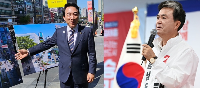▲ 박수현 후보와 김태흠 충남지사 후보.ⓒ선거 캠프