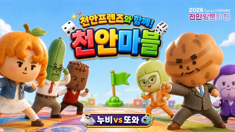 ▲ 천안시 AI 활용 관광 홍보 영상 ‘천안프렌즈와 함께! 천안마블 누비vs또와’대표이미지.ⓒ천안시