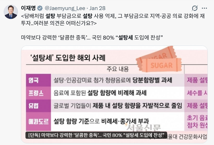 ▲ 이재명 대통령이 지난 1월 28일 X에 올린 글. ⓒ이재명 대통령 X 캡처