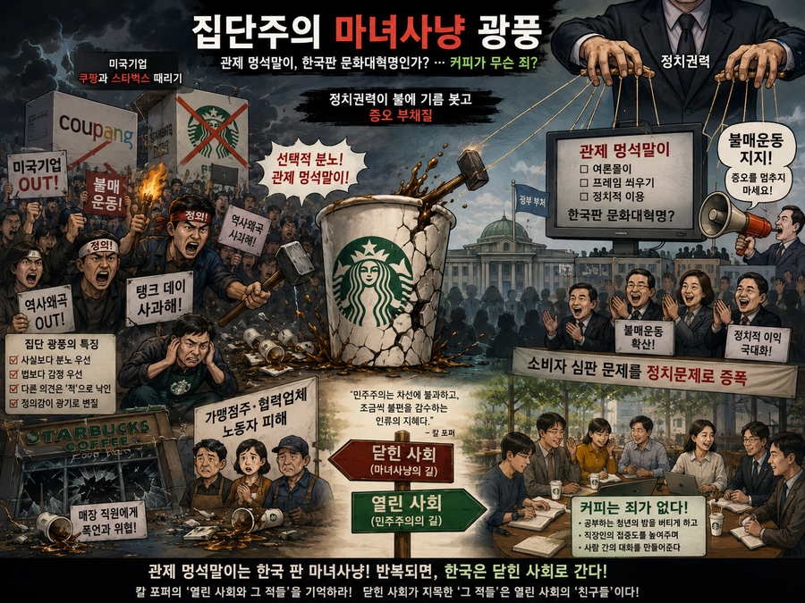 ▲ 마녀사냥인가. 정치권력과 정부가 주도하고 부추기는 관제 멍석말이 광풍이 일고 있다. ⓒ 챗GPT