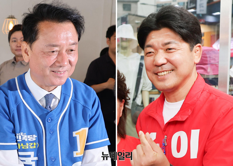 [포토] 시민들 만나는 이광재·이용 하남갑 보궐선거 후보