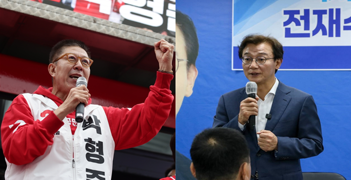 ▲ 왼쪽부터 6.3지방선거 부산시장에 출마한 박형준, 전재수 후보.ⓒ뉴데일리DB