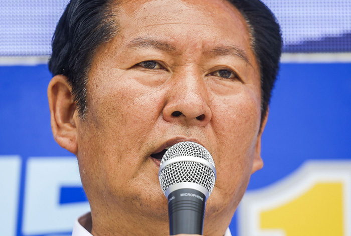 ▲ 정청래 더불어민주당 총괄상임선거대책위원장이 지난 28일 서울 광진구 롯데백화점 건대스타시티점 앞에서 문종철 광진구청장 후보 지원 유세를 하는 모습. ⓒ뉴시스