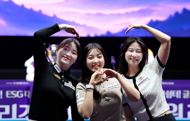 ▲ 좌측부터 하이원위너스 소속 강지은, 전지우, 이미래 선수. ⓒ강원랜드