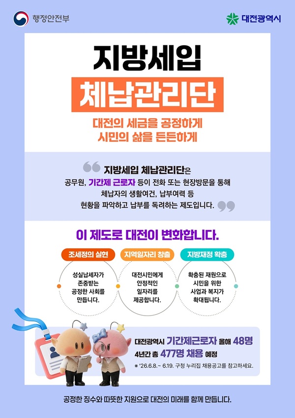 ▲ 체납자 찾아가는 ‘지방세입 체납관리단’ 출범 안내 홍보물.ⓒ대전시