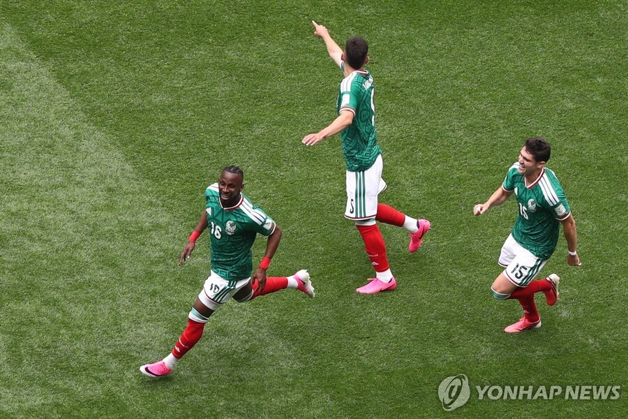 ▲ 북중미 월드컵 1호골을 신고한 멕시코 퀴뇨네스가 평점 1위를 기록했다.ⓒ연합뉴스 제공