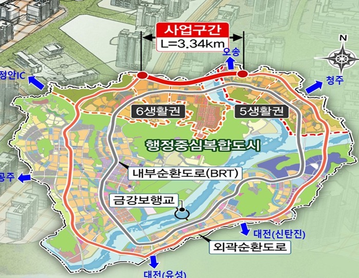 ▲ 세종시 6생활권 외곽순환도로 위치도.ⓒ행복청