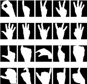 ▲ 20개 클래스로 구성된 손 제스처 MNIST 데이터셋의 대표 이미지.ⓒ동국대