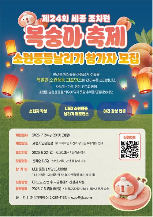 ▲ '소원풍등날리기' 참가자 모집 홍보 이미지.ⓒ세종시
