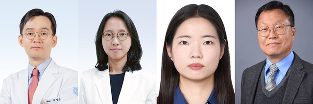 ▲ (왼쪽부터) 분당서울대병원 신경과 박영호 교수, 편정민 교수, 황지윤 연구원, 인디애나대학 노광식 교수. ⓒ분당서울대병원