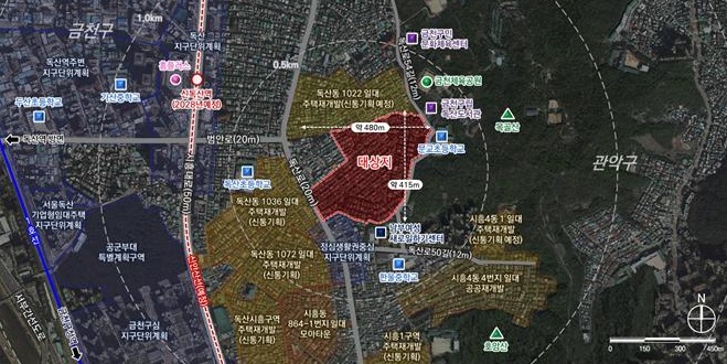 ▲ 서울 금천구 독산2동 380번지 일대 재개발 위치도. ⓒ서울시