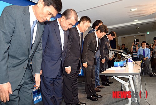 ▲ 정몽규 회장은 2014 브라질 월드컵 참패에 대해 사과했다.ⓒ뉴시스 제공