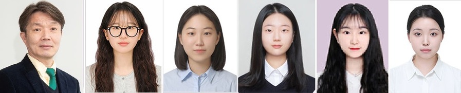 ▲ 왼쪽부터 이화여대 환경공학과 윤여민 석좌교수, 최진·백수정·신현진·김미소·김민정 학부생.ⓒ이화여대