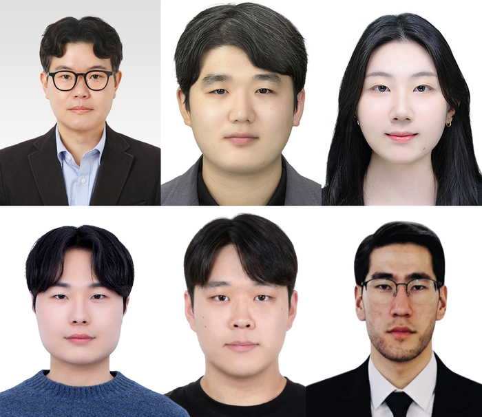 ▲ 배승환 인하대 전기컴퓨터공학과 교수 연구팀. (맨 위 왼쪽부터) 배승환 교수, 박대현 박사과정, 백민아·하정훈 통합과정, 박찬섭 석사과정, 잠시드전 가니에브 통합과정 학생 ⓒ 인하대 제공