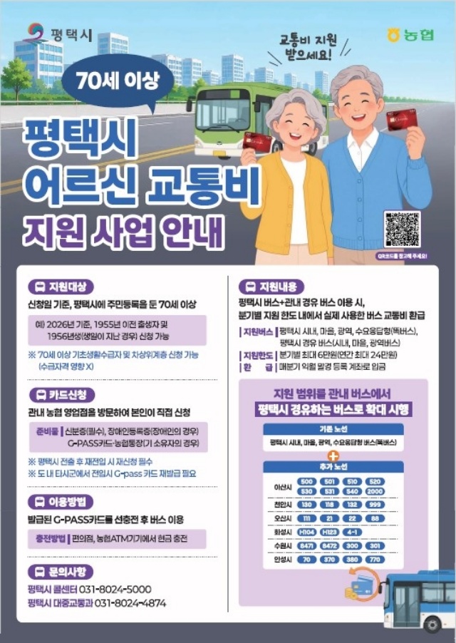 ▲ 어르신 교통비 지원 포스터ⓒ평택시 제공