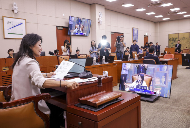 ▲ 이재정 국회 문회체육관광위원장이 9일 서울 여의도 국회에서 열린 문화체육관광위원회 회의에서 의사봉을 두드리고 있다. ⓒ뉴시스