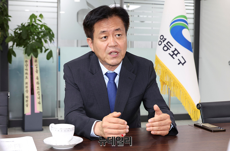 ▲ 조유진 영등포구청장이 지난 7일 서울 영등포구청에서 뉴데일리와 만나 인터뷰하고 있다. ⓒ서성진 기자