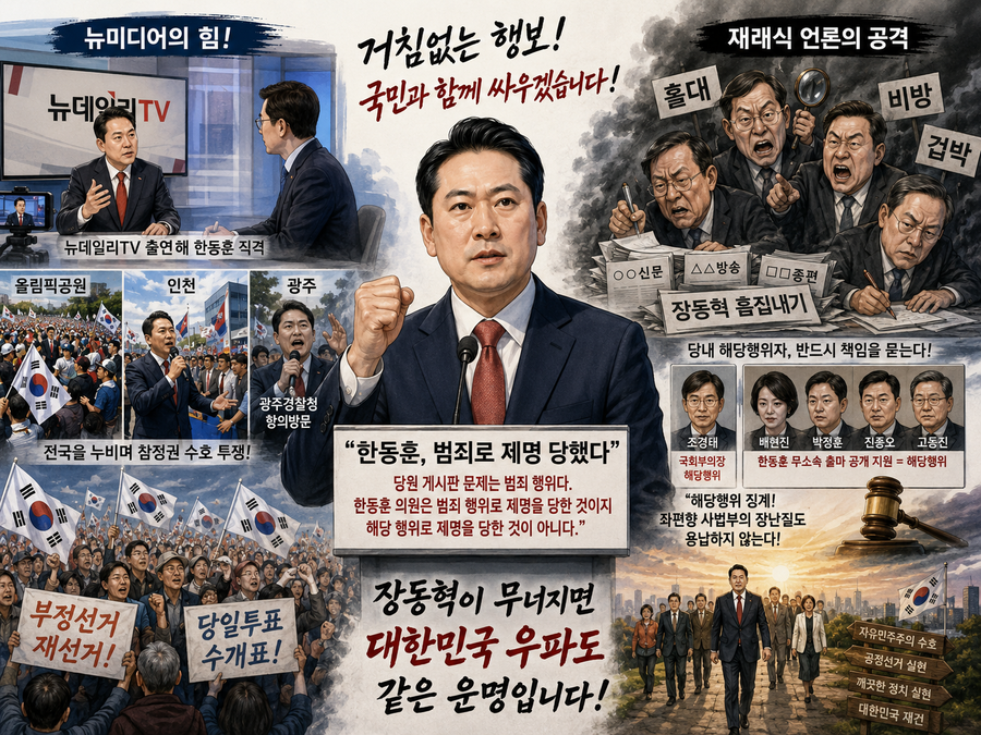 ▲ 장동혁의 강단이 꿈틀대고 있다.《재래식 언론》의 물어뜯기에도 불구, 묵묵히 뚝심 있게 자신의 길을 가고 있다. ⓒ 챗GPT